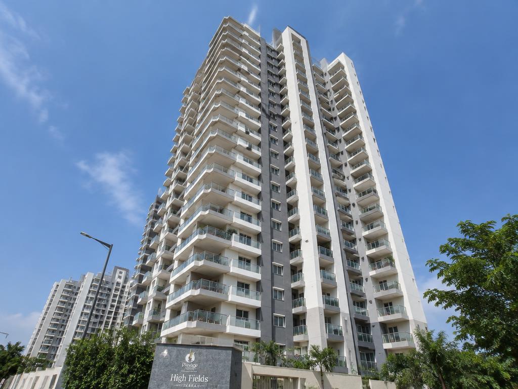 Modern residential apartment tower with multiple balconies
